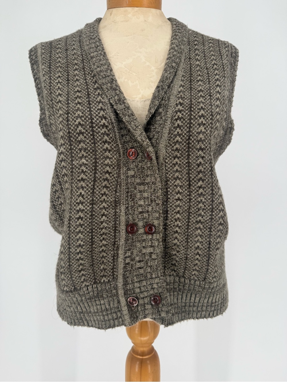VTG Knit Button-Front Sweater Vest szL